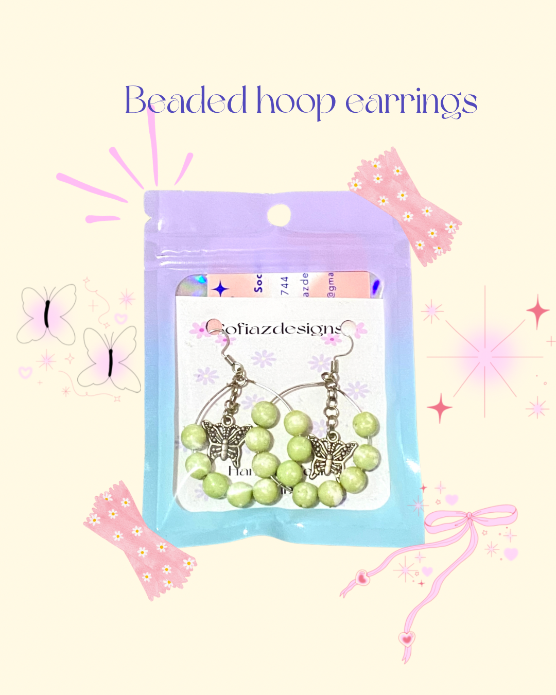 Beaded hooped earring